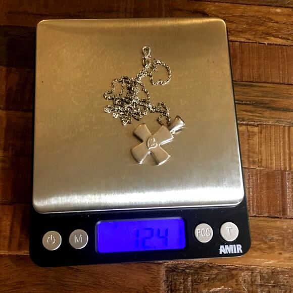 Vintage Carolee Sterling Silver Cross Necklace, signed, solid - Picture 4 of 8